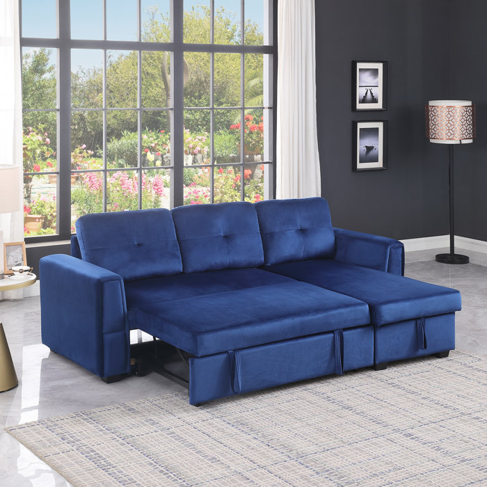 Latitude Run® Doedrich 91" Wide Velvet Reversible Sleeper Sofa & Chaise Wayfair